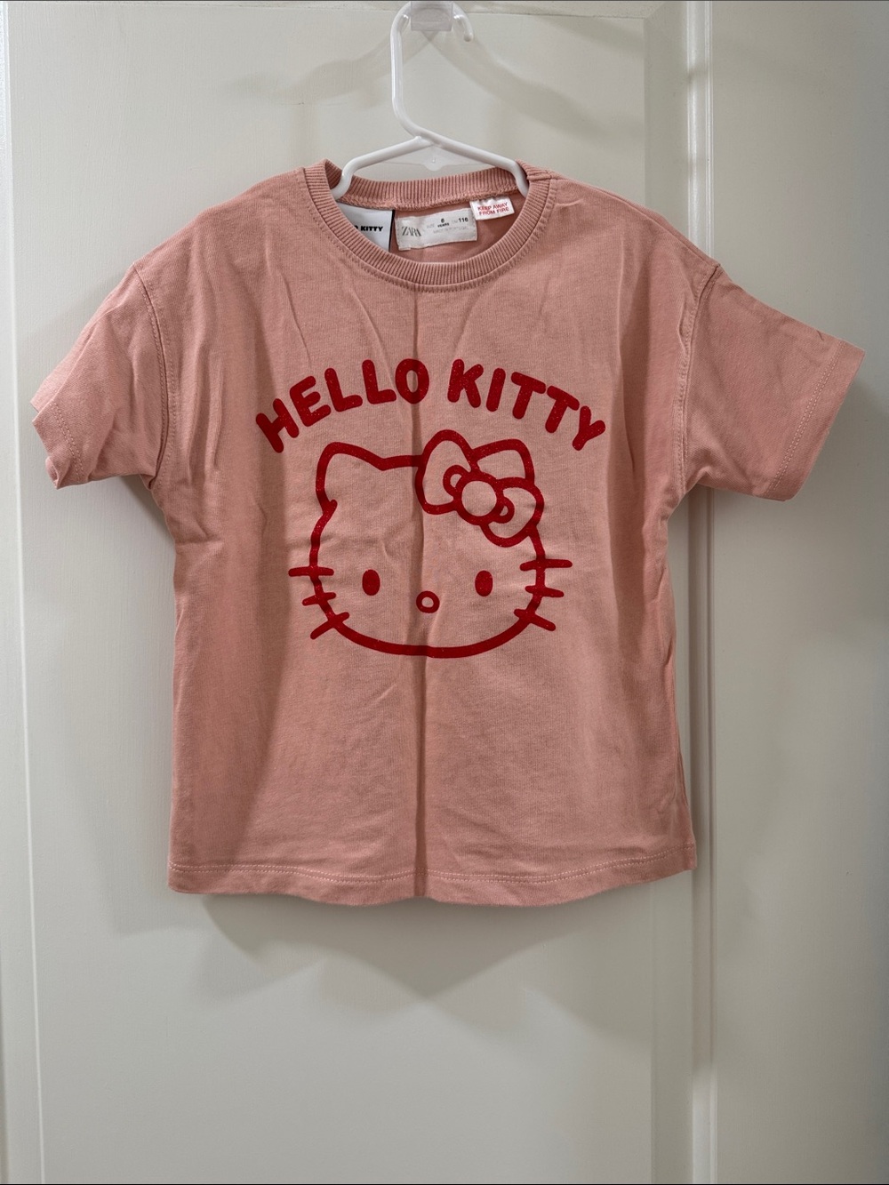 Hello Kitty Pink Short Sleeve Tee with Red Graphic